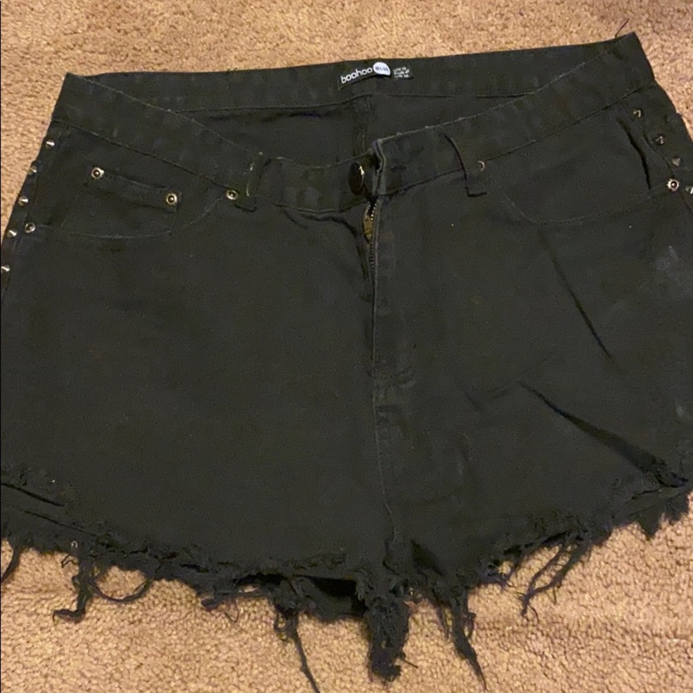 High Waist Black Denim Shorts